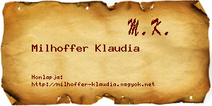 Milhoffer Klaudia névjegykártya